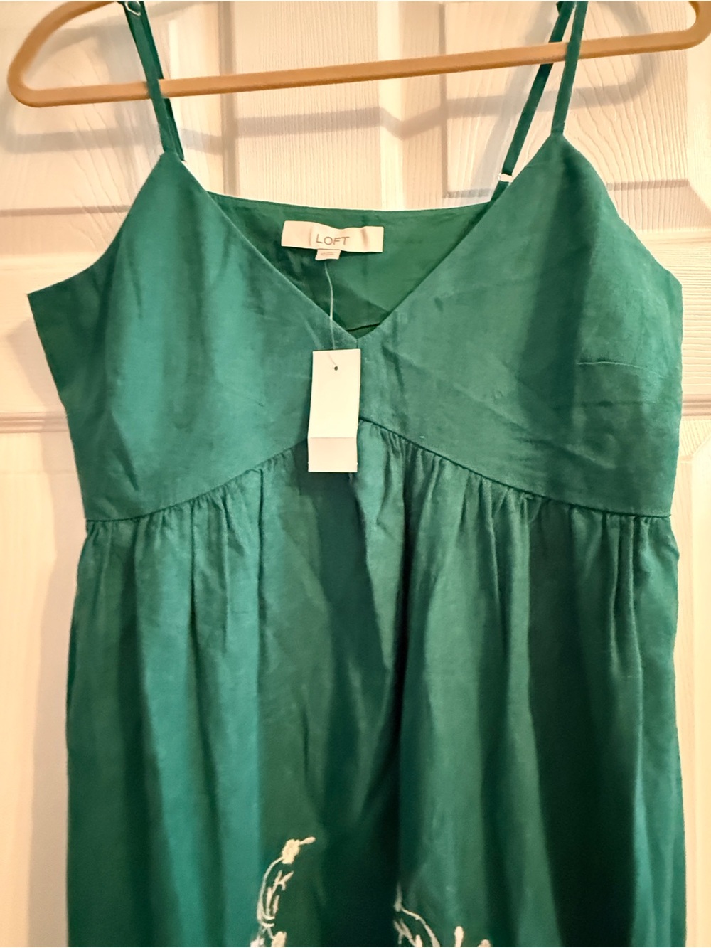 LOFT Teal V-Neck Spaghetti Strap Dress